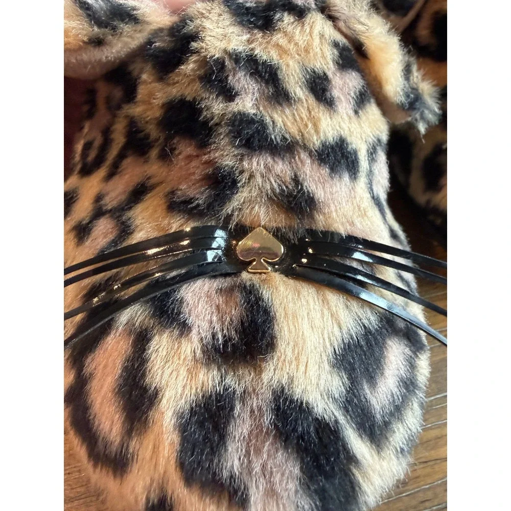 Kate Spade Belindy Leopard Faux Fur Cat Ear Slippers‎ Kids B7 US 7 Girl Cheetah